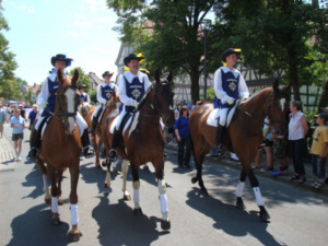 Reiten in Langenselbold -
                                          Die Eskorte des
                                          Hessentagspaares